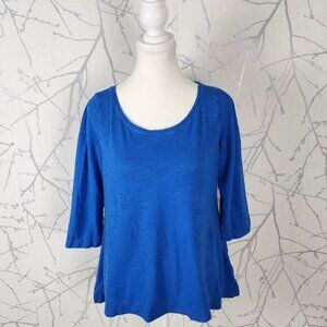 Eileen Fisher Cobalt Blue Hemp Organic Cotton Round Neck Top